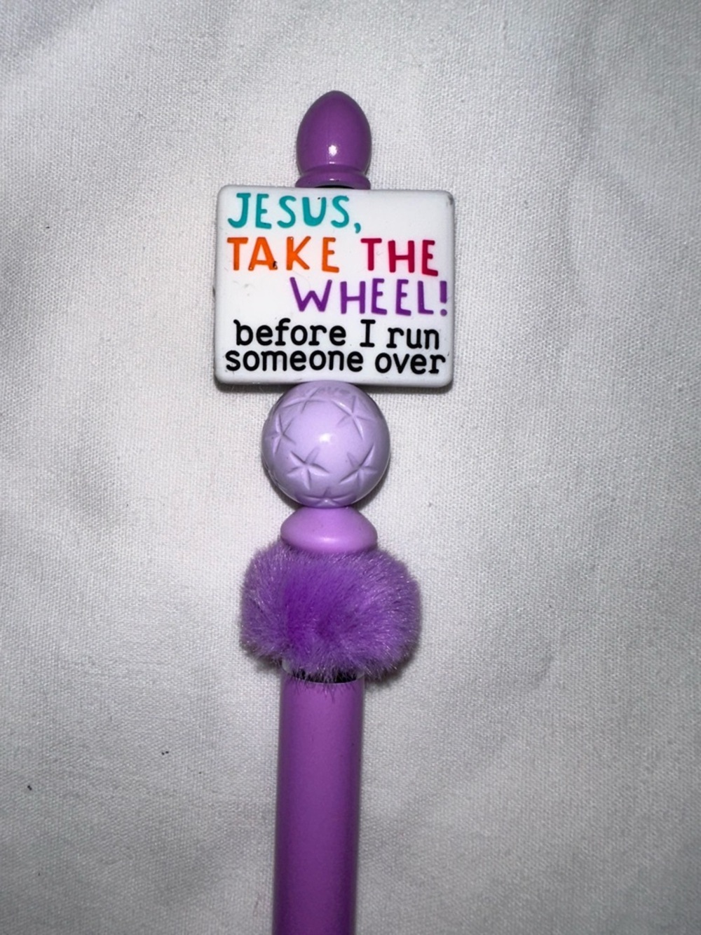 STYLUS - Purple “Jesus Take The Wheel” Handmade Pen